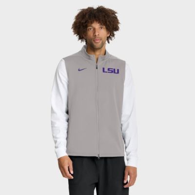 Men's NCAA Nike LSU Tigers Primetime Victory Performance Full-Zip Vest, Gray, Medium