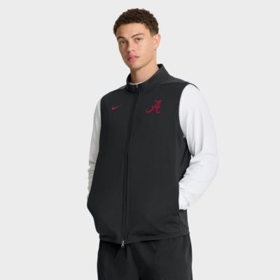 Men's Alabama Crimson Tide NCAA Nike Alabama Tide Primetime Victory Performance Full-Zip Vest, Black, 2XL