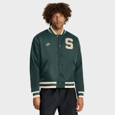 Men's NCAA Nike Michigan State Spartans Legacy Full-Snap Bomber Jacket, Green, Large