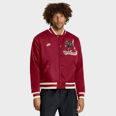 Men's Alabama Crimson Tide NCAA Nike Alabama Tide Legacy Full-Snap Bomber Jacket, 2XL