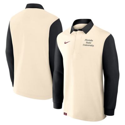 Men's NCAA Nike Cream/Black Florida State Seminoles Rugby Long Sleeve Shirt