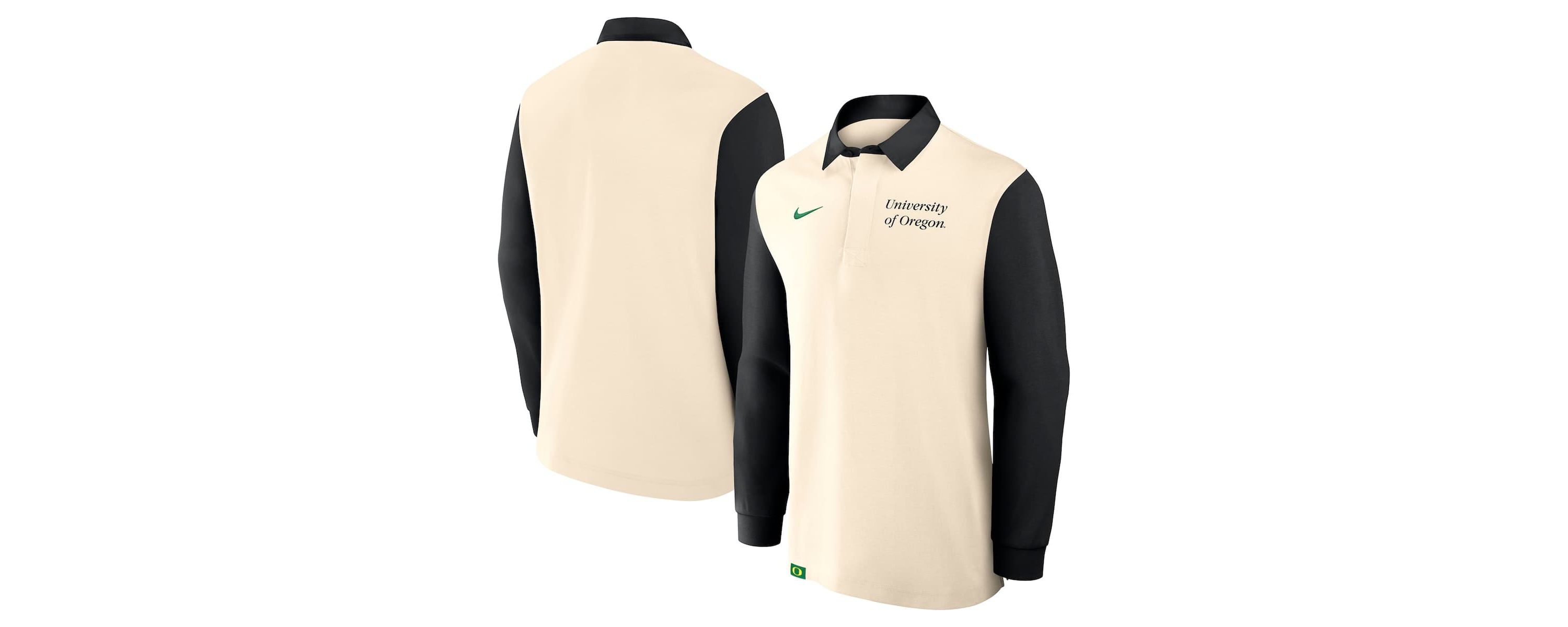 NCAA Nike Cream/Black Oregon Ducks Rugby Long Sleeve Shirt