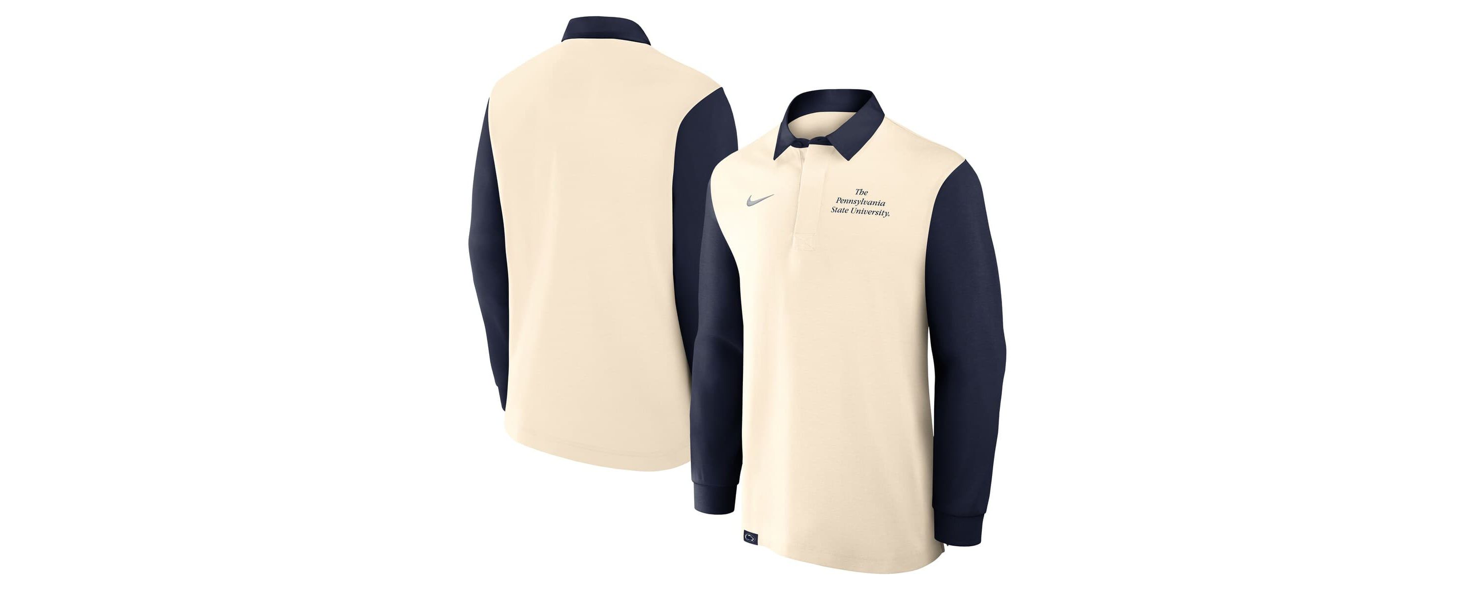 NCAA Nike Cream/Navy Penn State Nittany Lions Rugby Long Sleeve Shirt