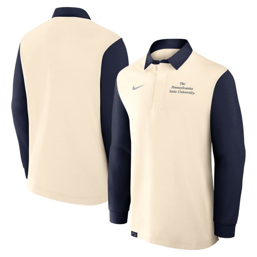 NCAA Nike Cream/Navy Penn State Nittany Lions Rugby Long Sleeve Shirt