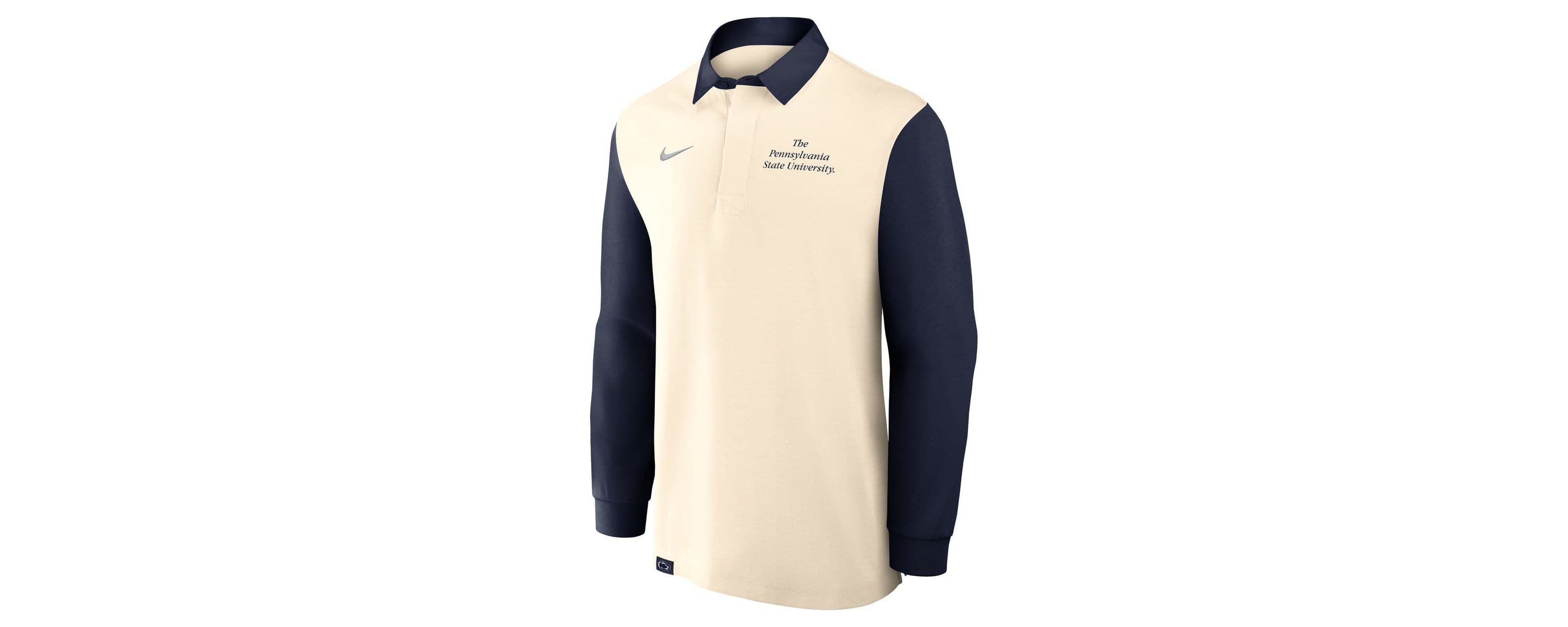 NCAA Nike Cream/Navy Penn State Nittany Lions Rugby Long Sleeve Shirt