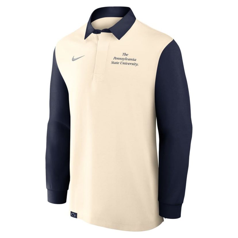 NCAA Nike Cream/Navy Penn State Nittany Lions Rugby Long Sleeve Shirt