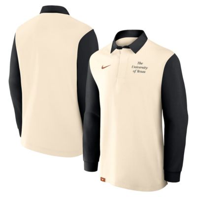 Men's NCAA Nike Cream/Black Texas Longhorns Rugby Long Sleeve Shirt, 3XL