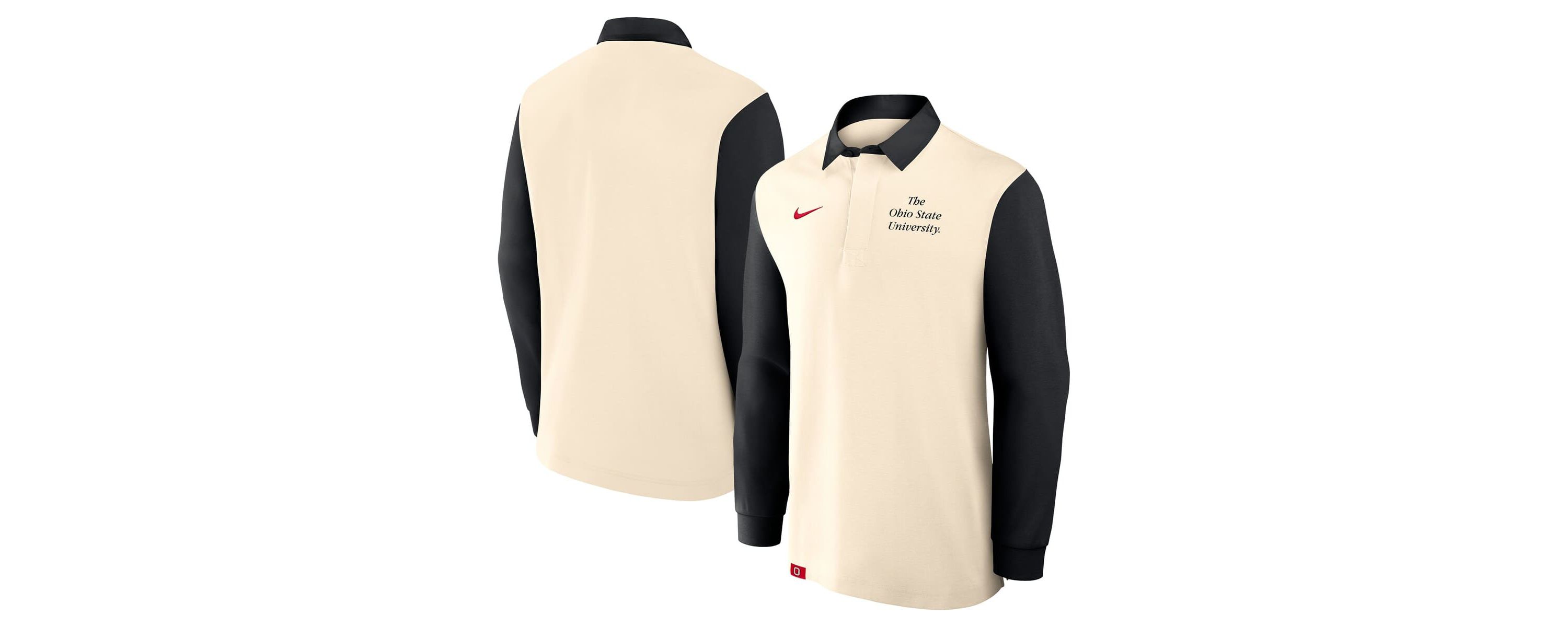 NCAA Nike Cream/Black Ohio State Buckeyes Rugby Long Sleeve Shirt