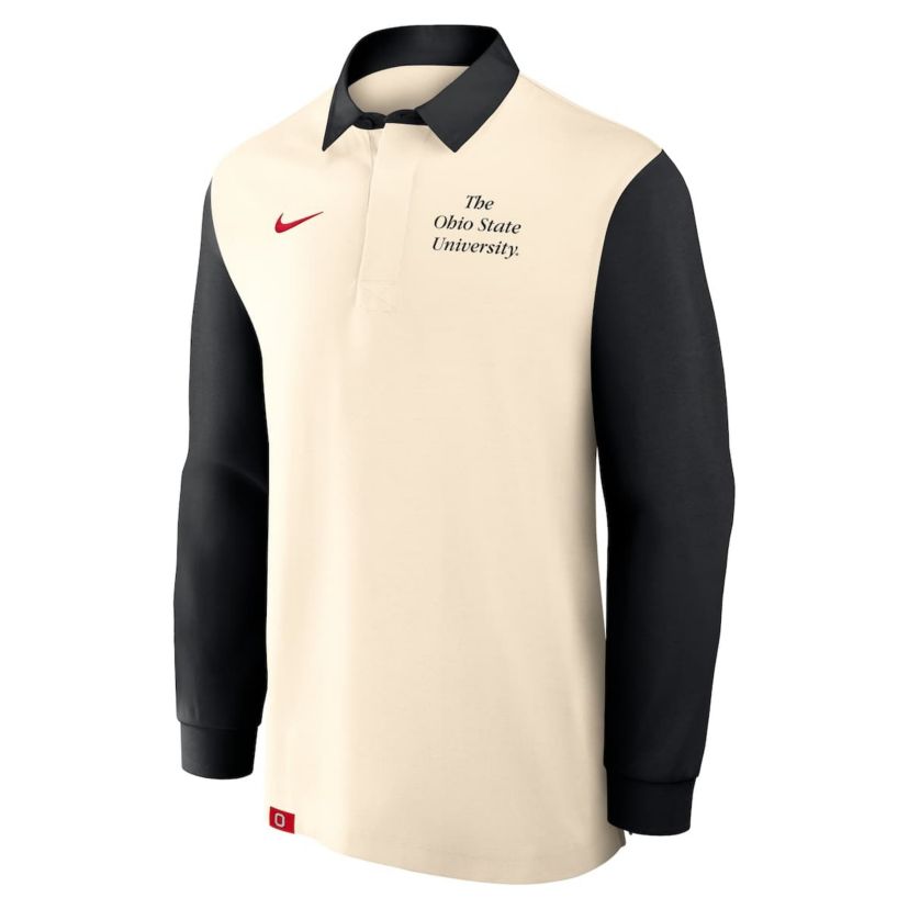 NCAA Nike Cream/Black Ohio State Buckeyes Rugby Long Sleeve Shirt
