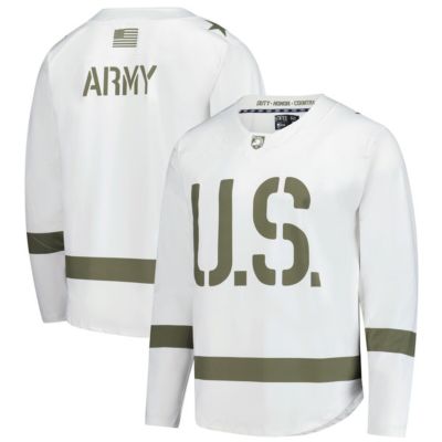 States & Co Men's Army Black Knights NCAA White/Olive Army Knights Replica Hockey Jersey, White, Small