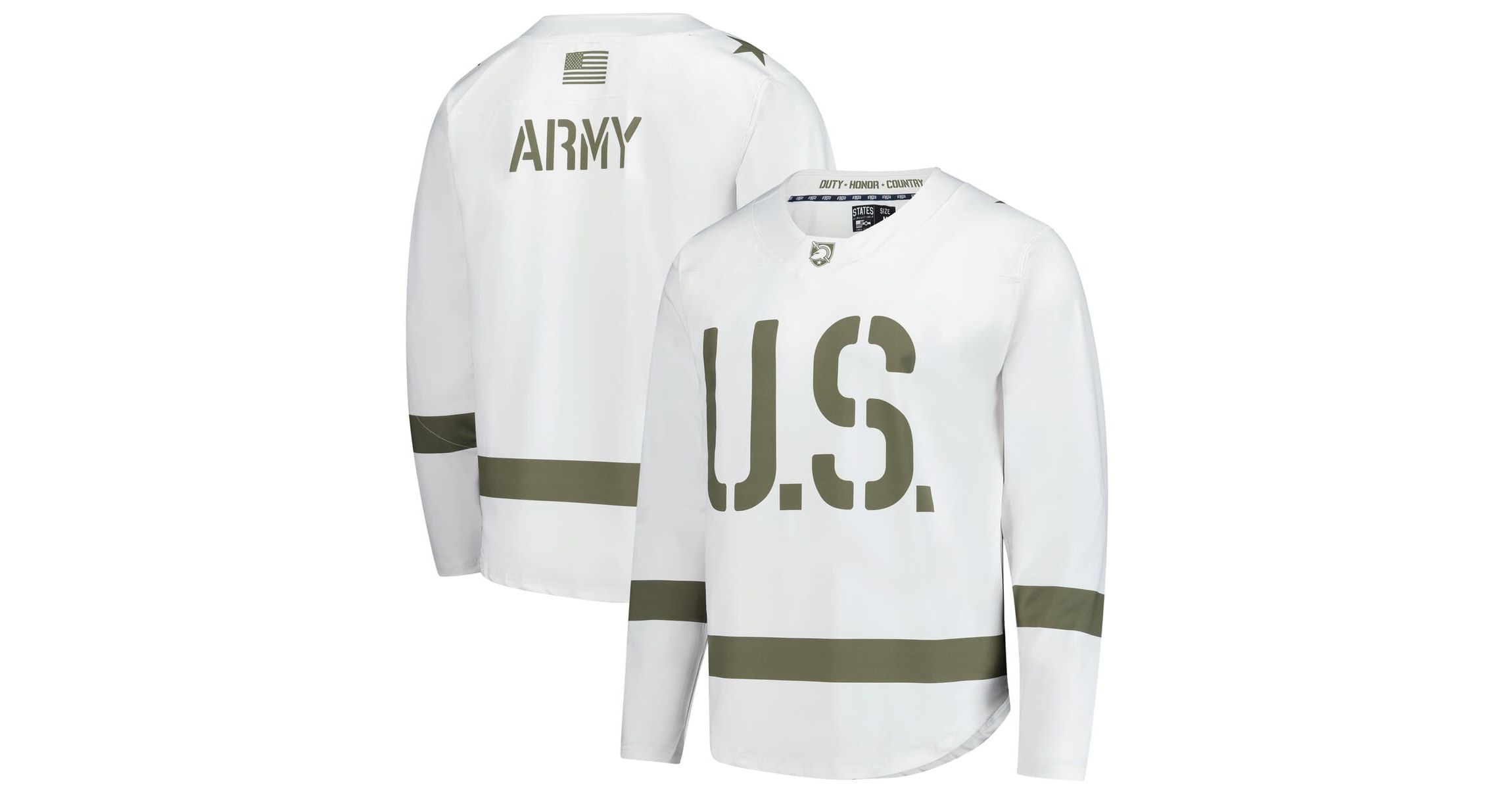 Army Black Knights NCAA White/Olive Army Knights Replica Hockey Jersey