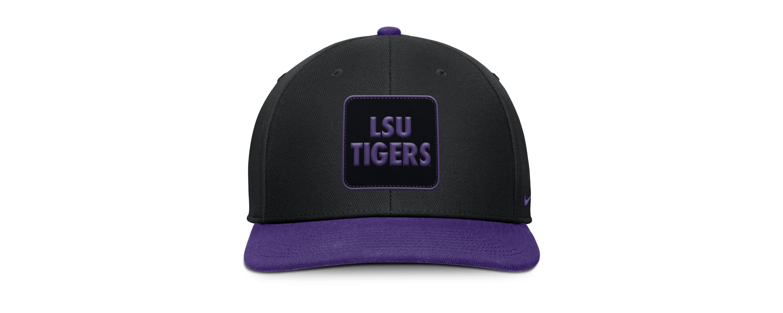 NCAA Nike Black/Purple LSU Tigers 2025 Sideline Campus Pro Local Snapback Hat