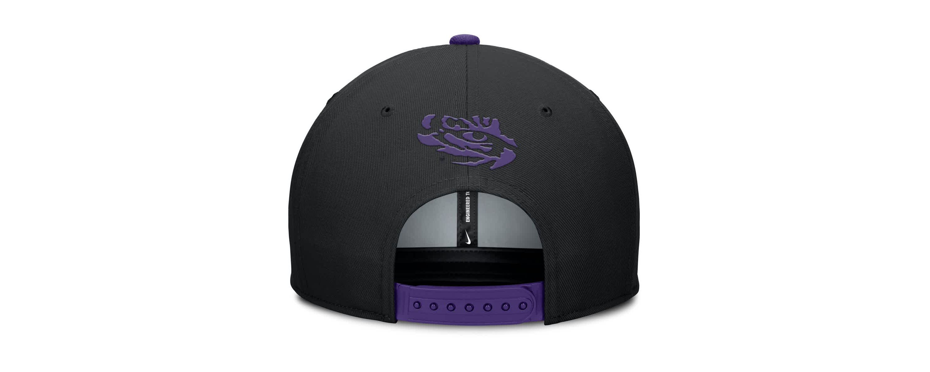NCAA Nike Black/Purple LSU Tigers 2025 Sideline Campus Pro Local Snapback Hat