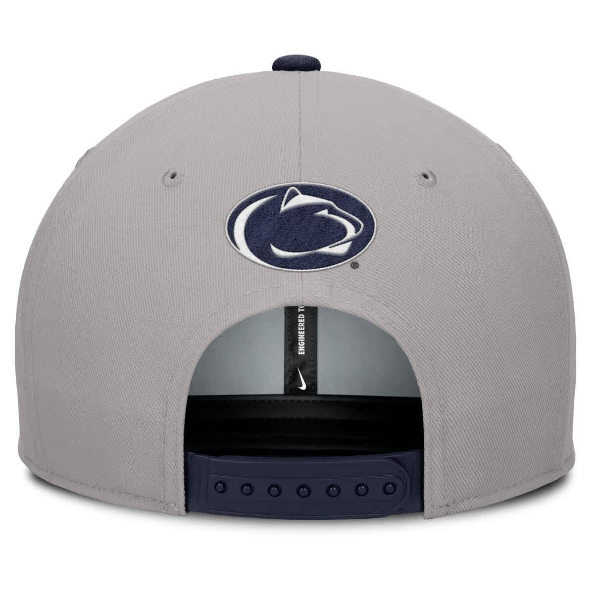 NCAA Nike Gray/Navy Penn State Nittany Lions 2025 Sideline Campus Pro Local Snapback Hat