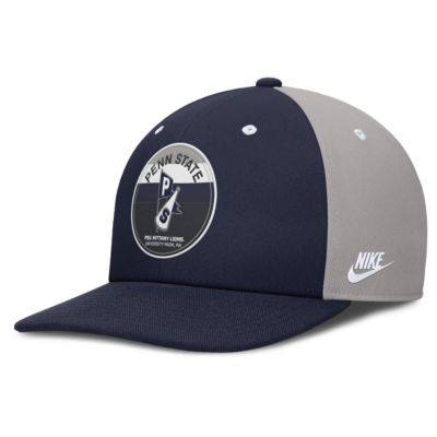 Men's NCAA Nike Navy/Gray Penn State Nittany Lions Prep Pro Performance Snapback Hat, Navy Blue, Medium