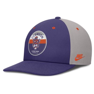 Men's NCAA Nike Purple/Gray Clemson Tigers Prep Pro Performance Snapback Hat, Purple, Medium