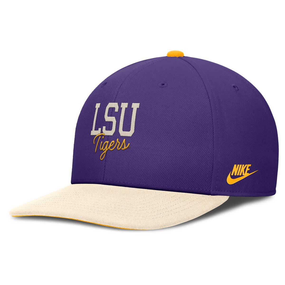 Nike® NCAA Nike Purple/Cream LSU Tigers Pro Legacy Script Snapback Hat ...