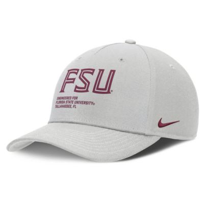 Men's NCAA Nike Florida State Seminoles 2025 Sideline Dust Pinched Rise Adjustable Hat, Gray, Medium