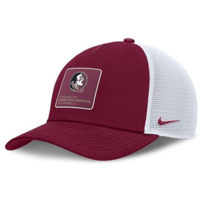 Men's NCAA Nike Garnet/White Florida State Seminoles 2025 On-Field Rise Engineered Trucker Adjustable Hat, Medium