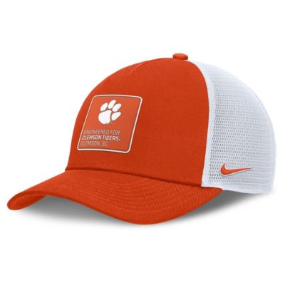 Men's NCAA Nike Orange/White Clemson Tigers 2025 On-Field Rise Engineered Trucker Adjustable Hat