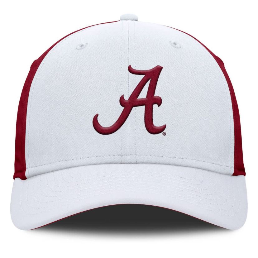 Alabama Crimson Tide NCAA Nike White/Crimson Alabama Tide 2025 Sideline Rise Local Performance Flex Hat