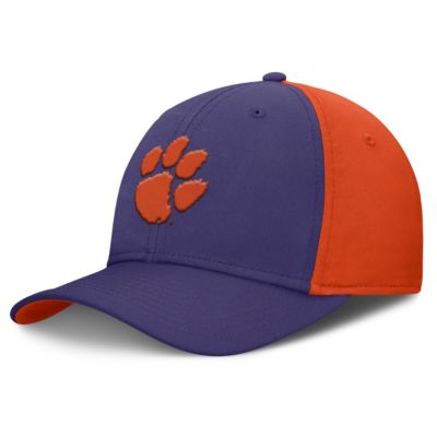 Men's NCAA Nike Purple/Orange Clemson Tigers 2025 Sideline Rise Local Performance Flex Hat, Purple, Medium