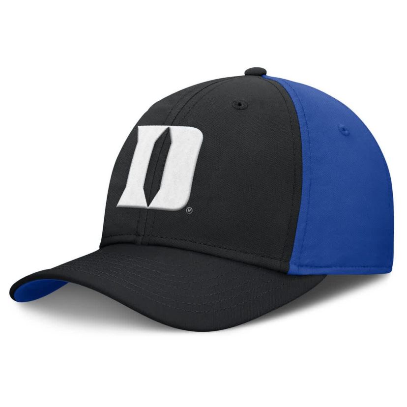 Duke Blue Devils NCAA Nike Black/Royal Duke Devils 2025 Sideline Rise Local Performance Flex Hat