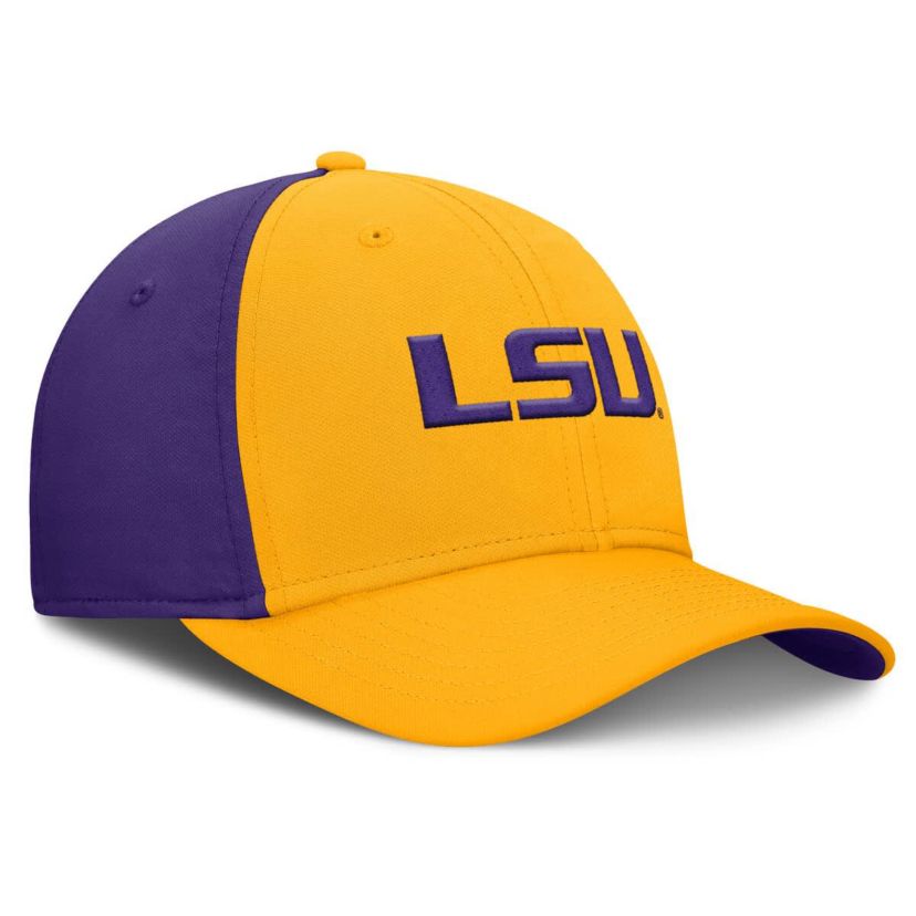NCAA Nike Gold/Purple LSU Tigers 2025 Sideline Rise Local Performance Flex Hat