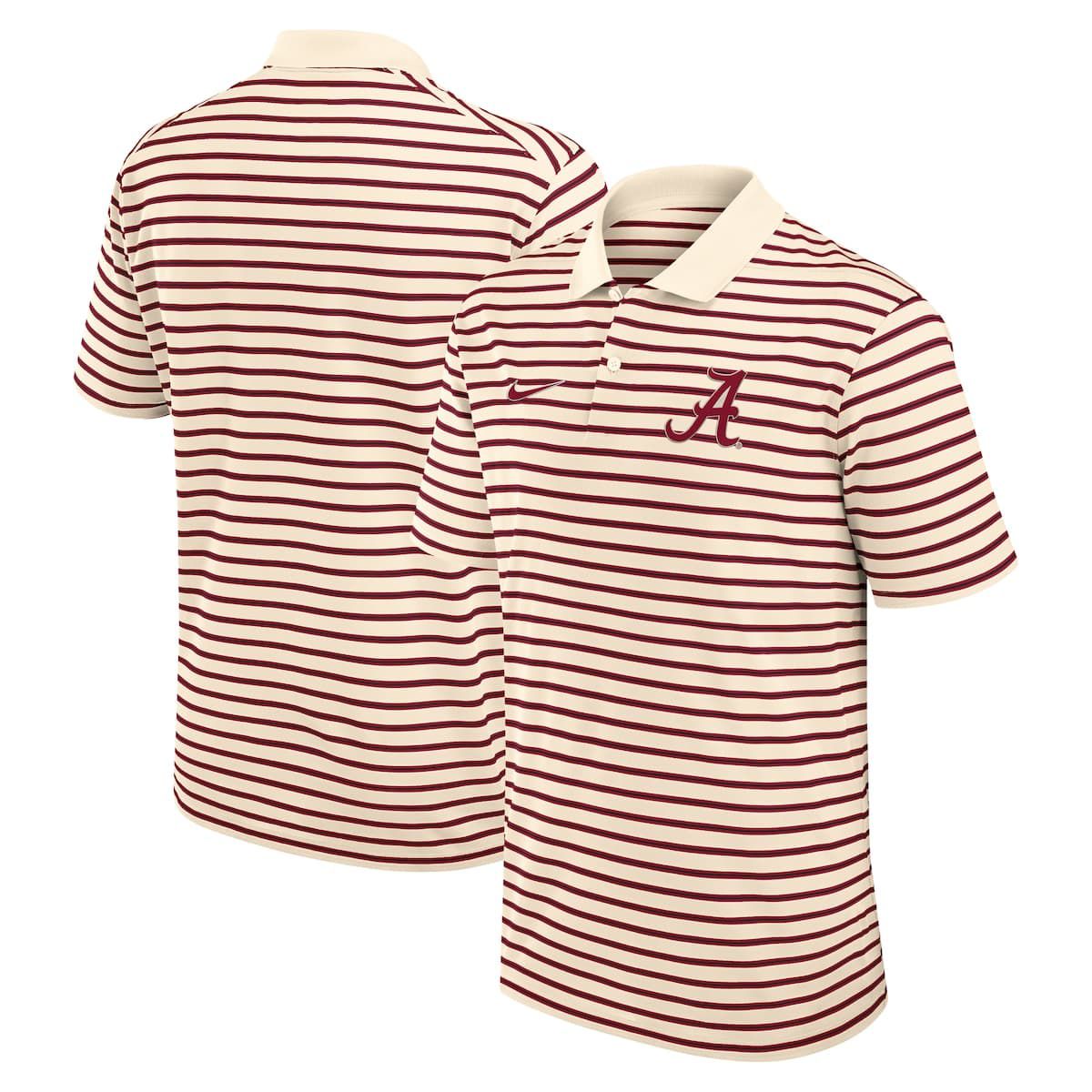 Alabama Crimson Tide NCAA Nike Alabama Tide Primary Logo Striped Dri-FIT Polo