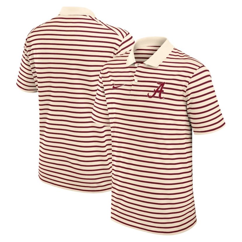 Alabama Crimson Tide NCAA Nike Alabama Tide Primary Logo Striped Dri-FIT Polo