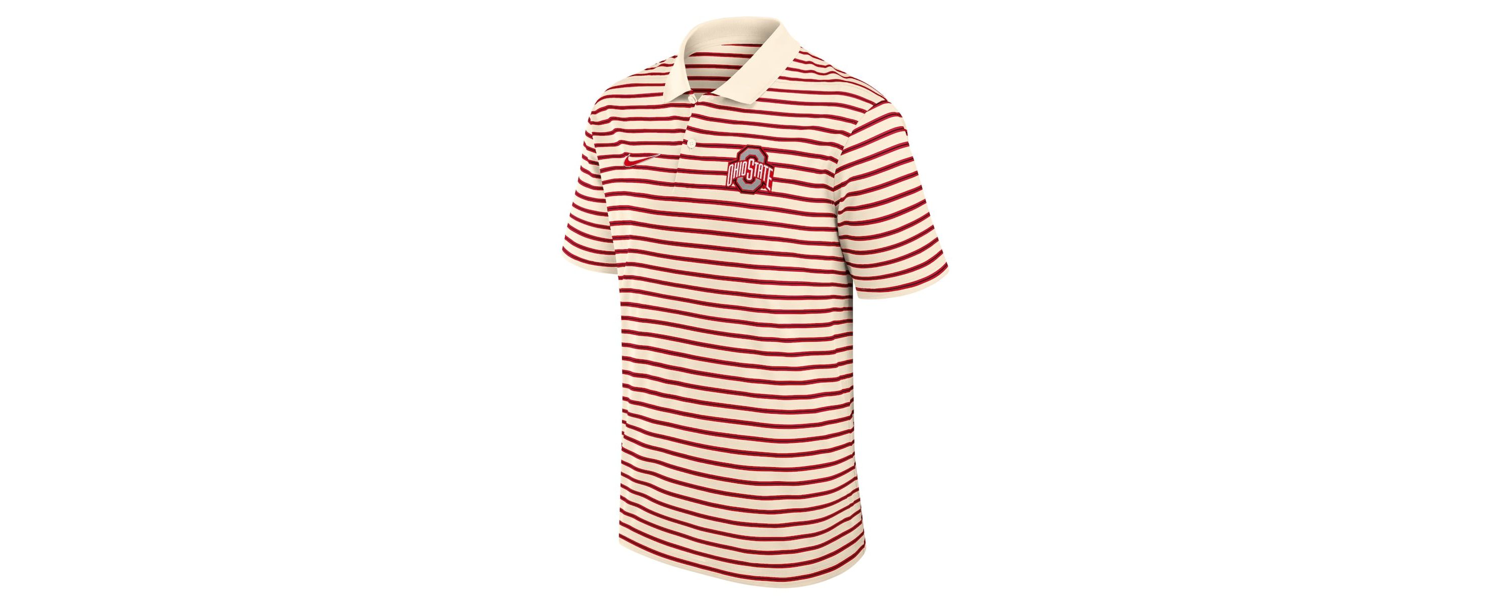 NCAA Nike Ohio State Buckeyes Primary Logo Striped Dri-FIT Polo
