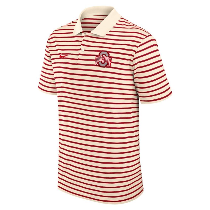 NCAA Nike Ohio State Buckeyes Primary Logo Striped Dri-FIT Polo