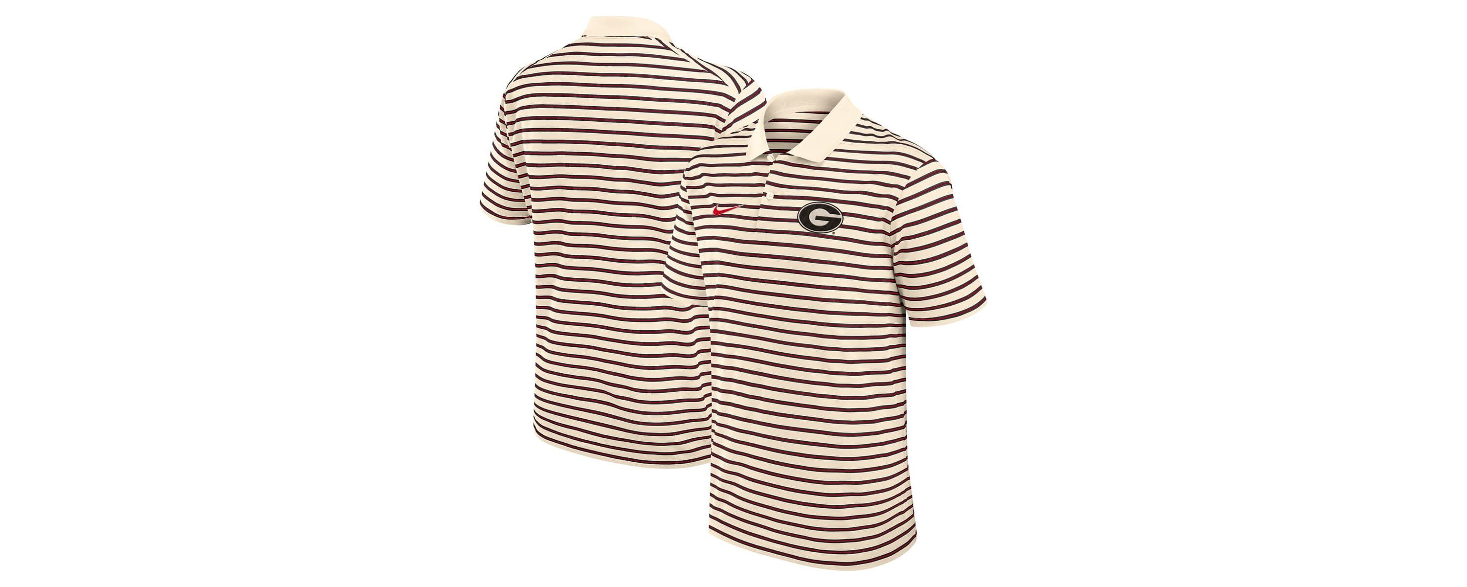 NCAA Nike Georgia Bulldogs Primary Logo Striped Dri-FIT Polo
