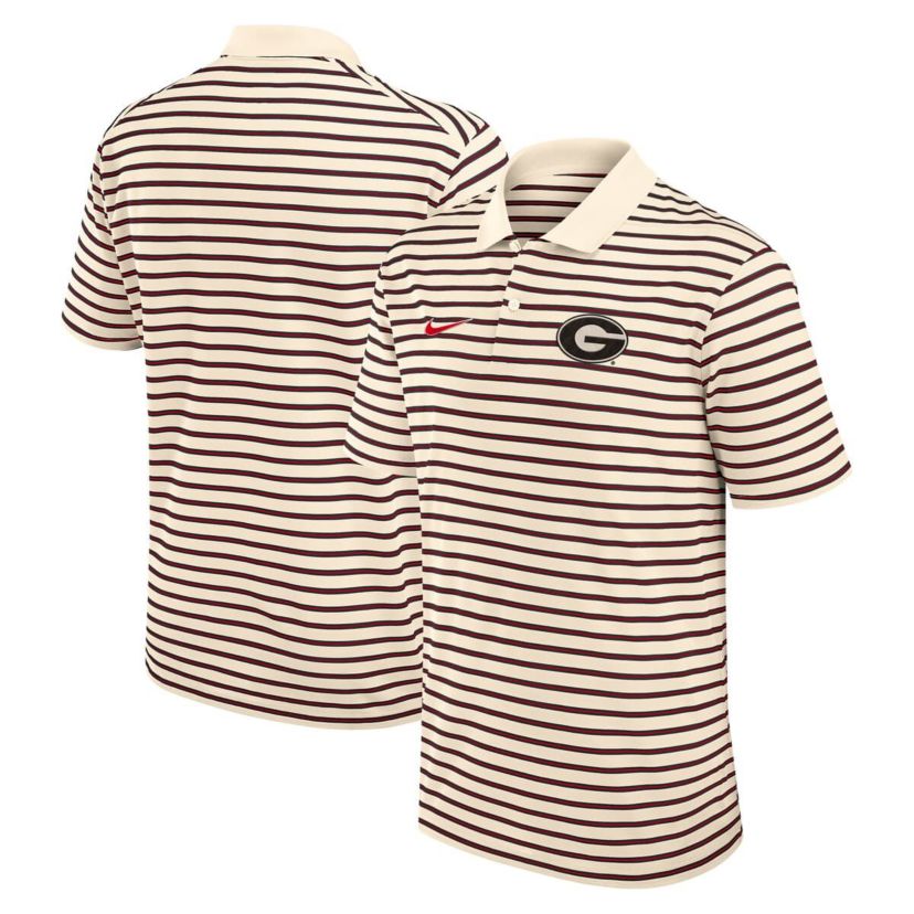 NCAA Nike Georgia Bulldogs Primary Logo Striped Dri-FIT Polo