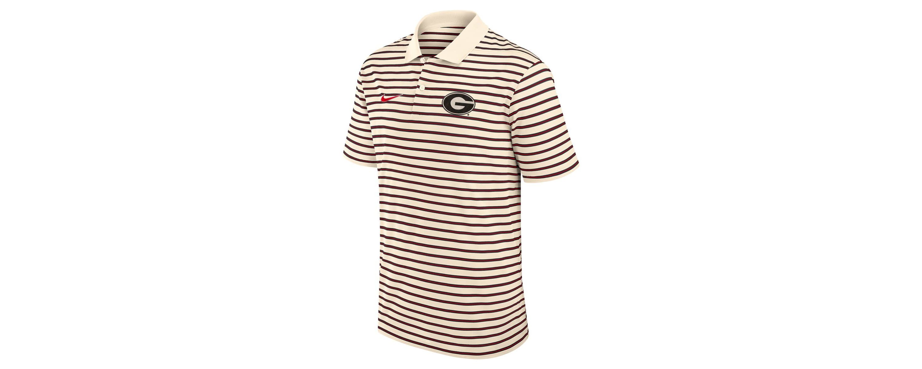 NCAA Nike Georgia Bulldogs Primary Logo Striped Dri-FIT Polo