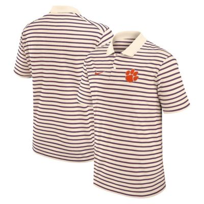 Men's NCAA Nike Clemson Tigers Primary Logo Striped Dri-FIT Polo, 2XL