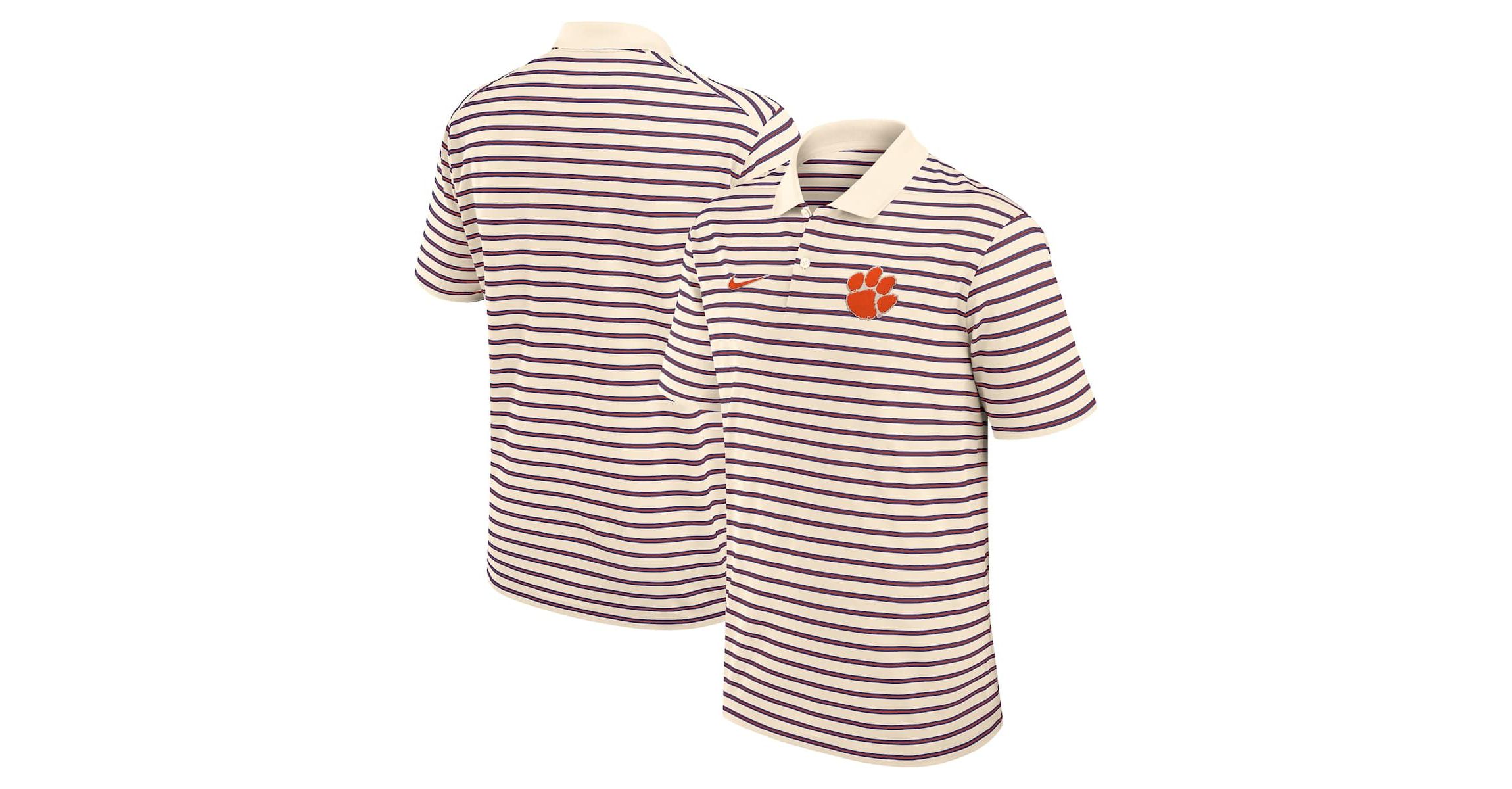 NCAA Nike Clemson Tigers Primary Logo Striped Dri-FIT Polo