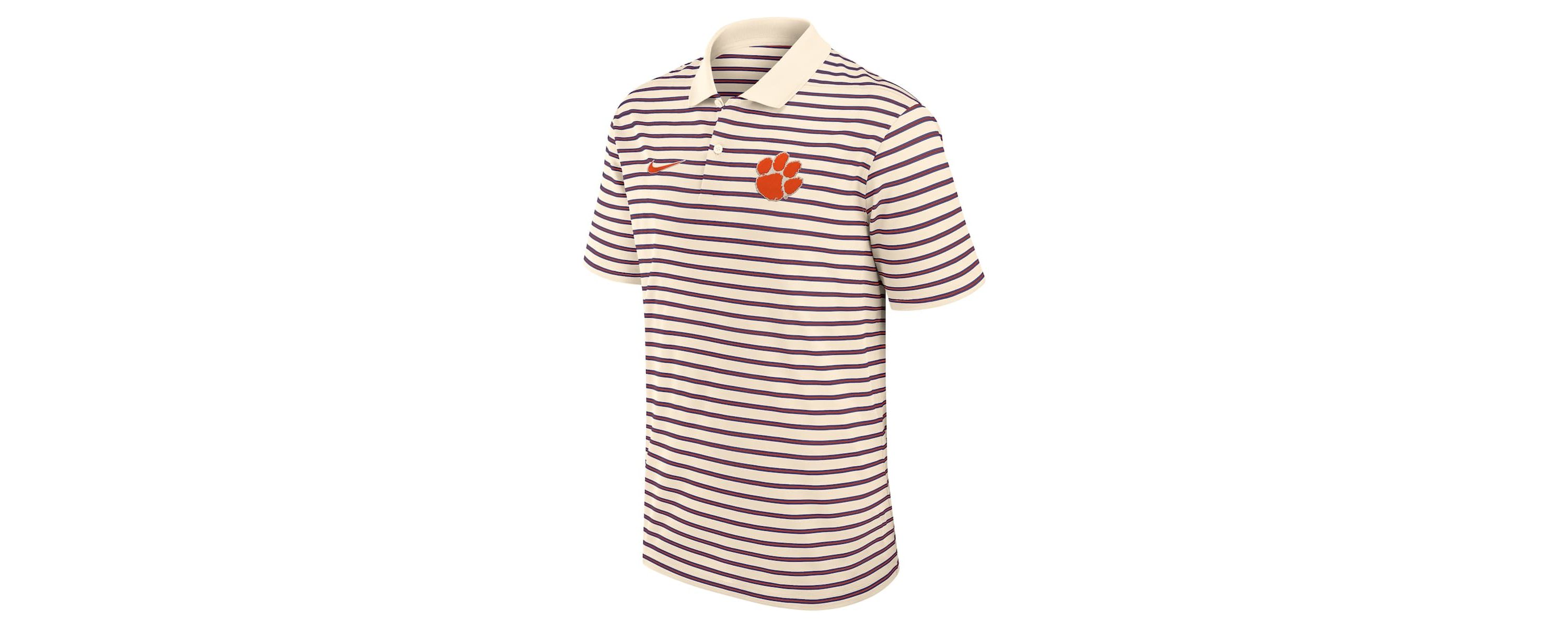 NCAA Nike Clemson Tigers Primary Logo Striped Dri-FIT Polo