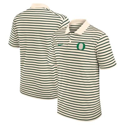 Men's NCAA Nike Oregon Ducks Primary Logo Striped Dri-FIT Polo, Tan, 3XL