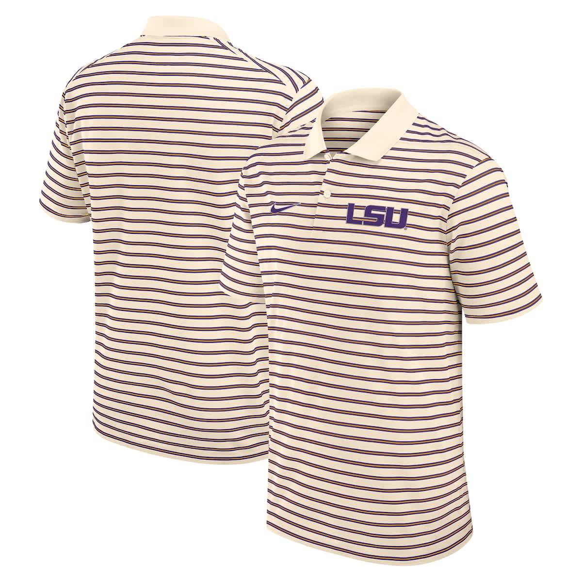 NCAA Nike LSU Tigers Primary Logo Striped Dri-FIT Polo