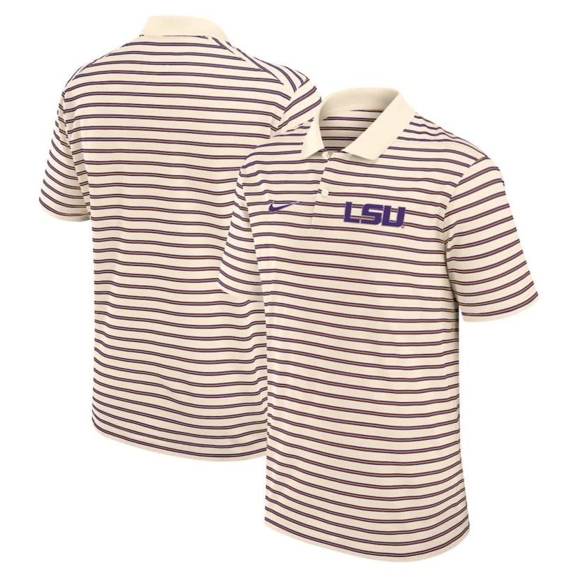 NCAA Nike LSU Tigers Primary Logo Striped Dri-FIT Polo