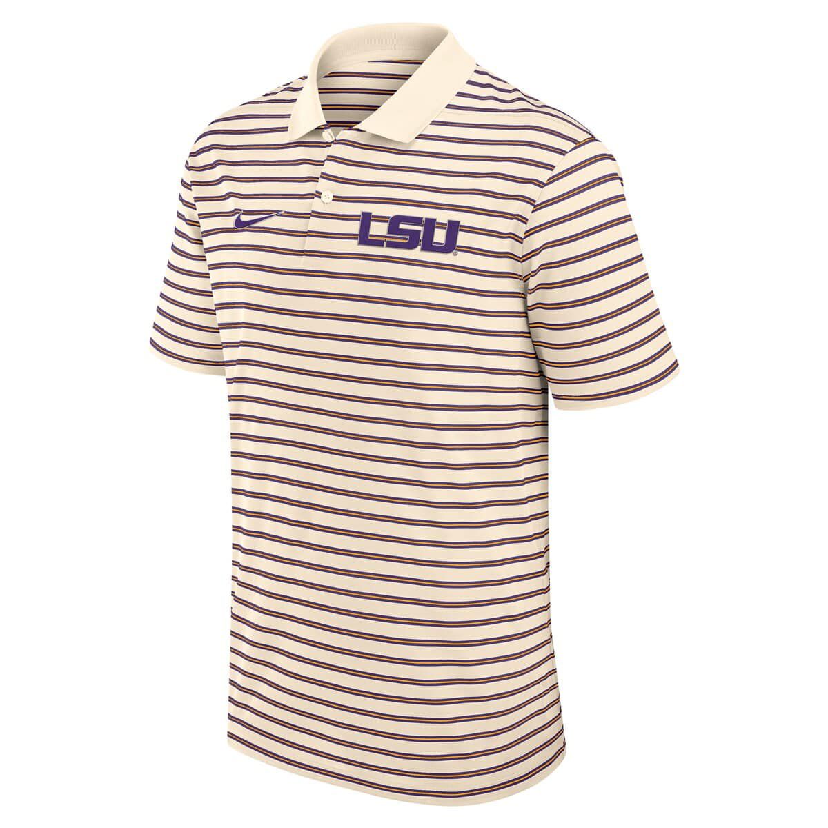 NCAA Nike LSU Tigers Primary Logo Striped Dri-FIT Polo