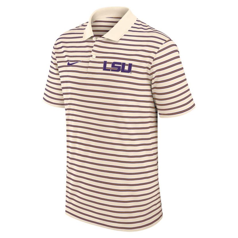 NCAA Nike LSU Tigers Primary Logo Striped Dri-FIT Polo