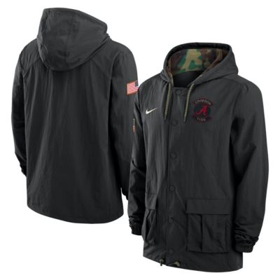 Men's Alabama Crimson Tide NCAA Nike Alabama Tide 2025 NCAA Military Appreciation Full-Snap Jacket, Black, Medium