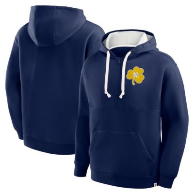 Men's NCAA Fanatics Notre Dame Fighting Irish Hometown Premium Rise And Conquer Half-Zip Hoodie, Navy Blue, Small