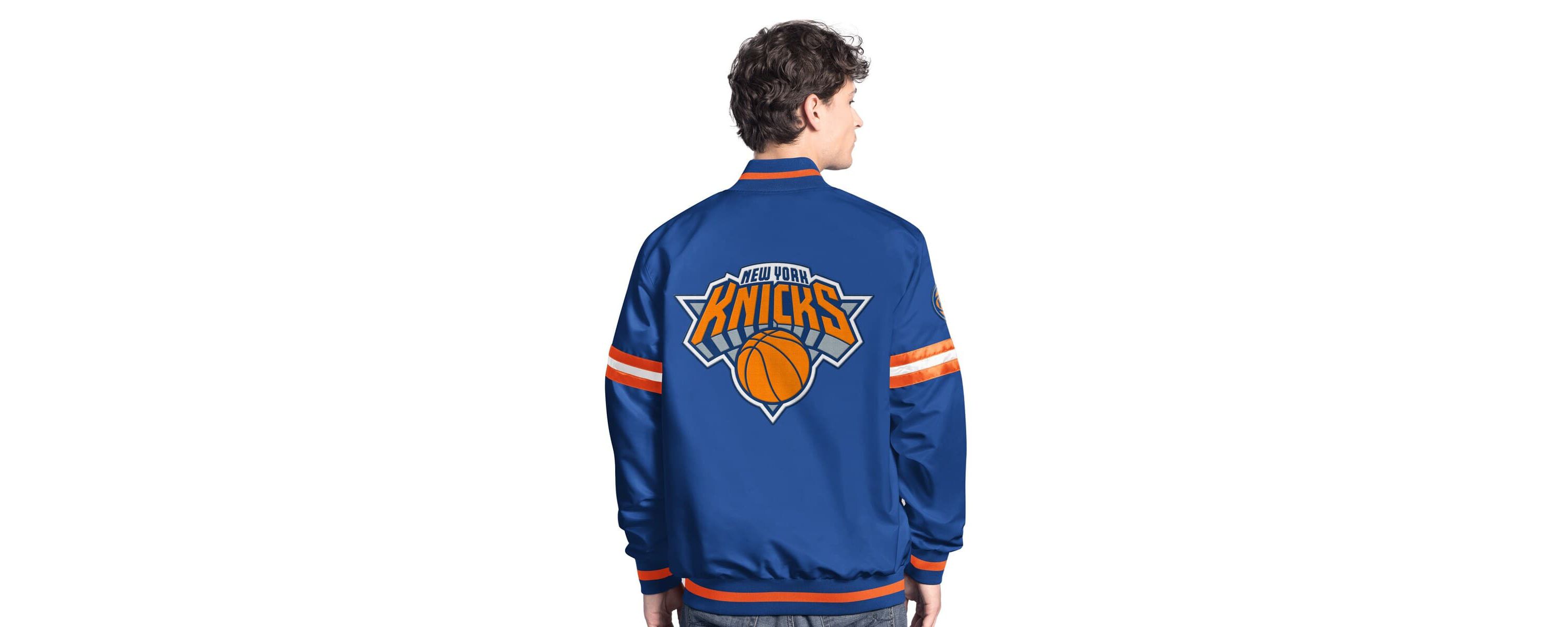 NBA Blue/Orange New York Knicks Scout Full Snap Varsity Jacket