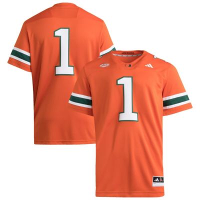 adidas Men's Miami (FL) Hurricanes NCAA #1 Miami Hurricanes Premier Jersey, Orange, Medium