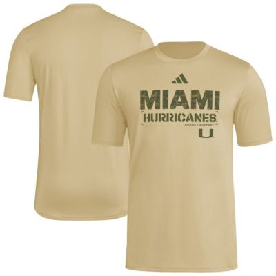 adidas Men's Miami (FL) Hurricanes NCAA Miami Hurricanes 2025 Military Appreciation Pre-Game AEROREADY T-Shirt