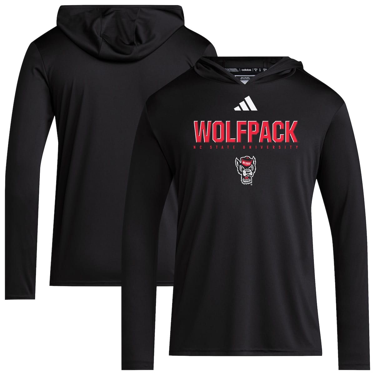NCAA NC State Wolfpack 2025 AEROREADY Sideline Training Long Sleeve Hooded T-Shirt