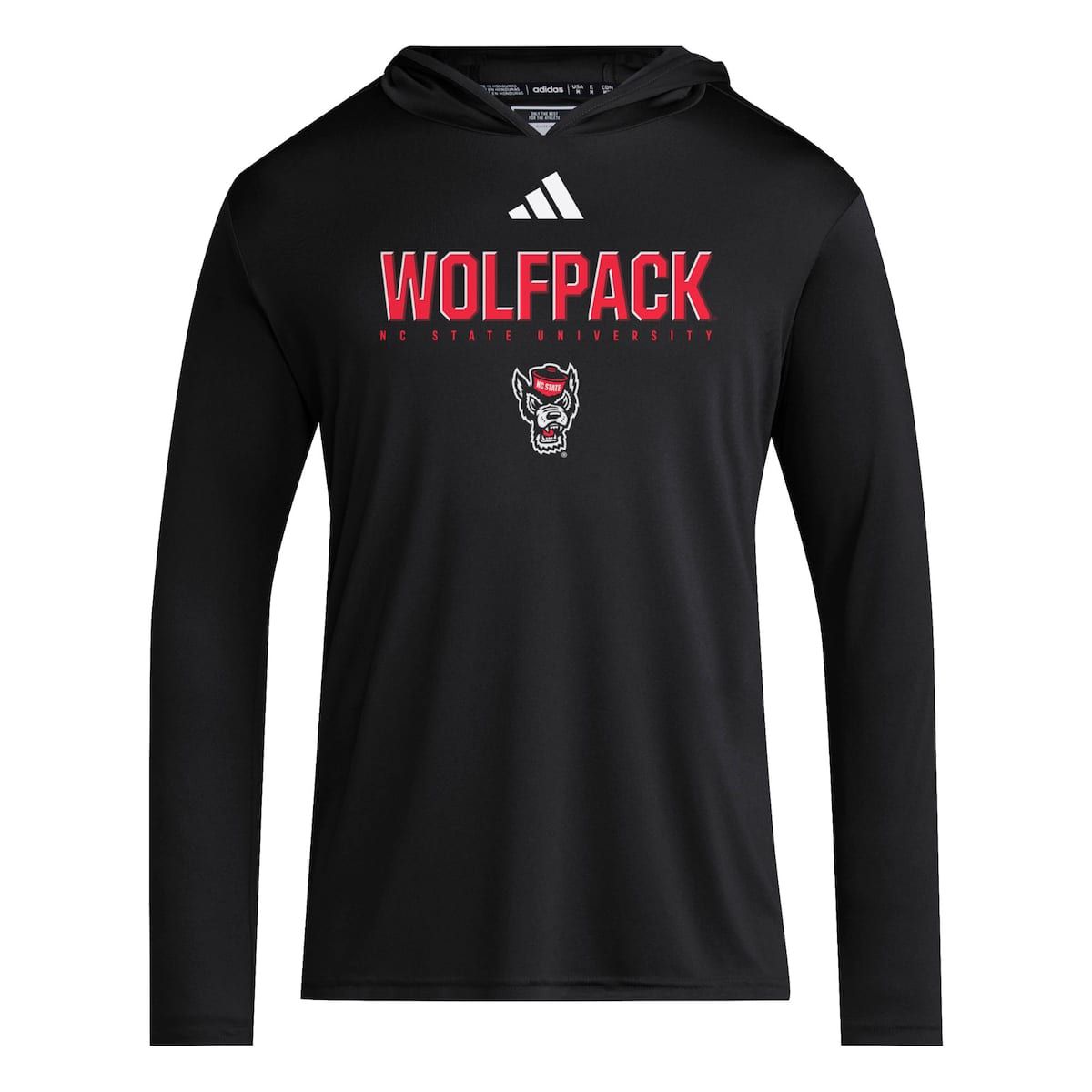 NCAA NC State Wolfpack 2025 AEROREADY Sideline Training Long Sleeve Hooded T-Shirt